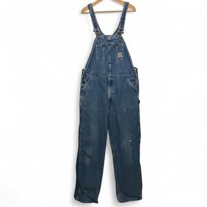 Carhartt Mens Washed Distressed Overalls Denim 38x36 Darkstone Series R07-DST
